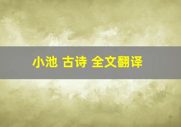 小池 古诗 全文翻译